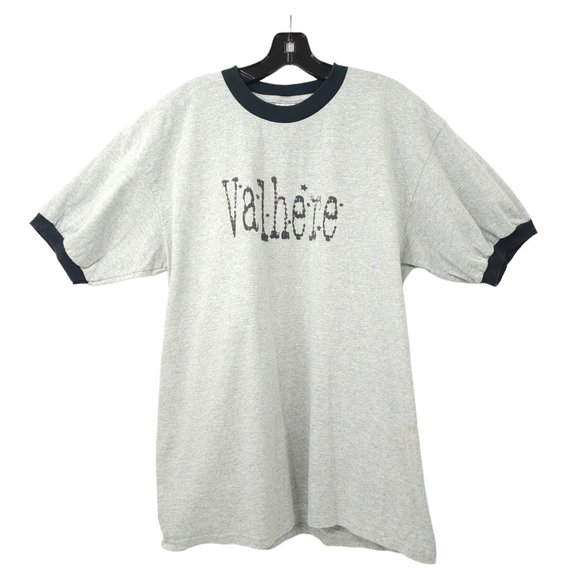 Anvil Valhere Ringer Tee T Shirt Mens XL Crew Neck Gray Black Trim Rock Band - Picture 1 of 16
